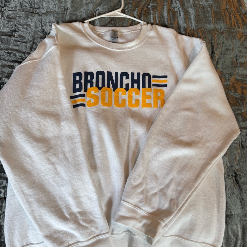 Gildan White Crewneck Sweater with Bold Design